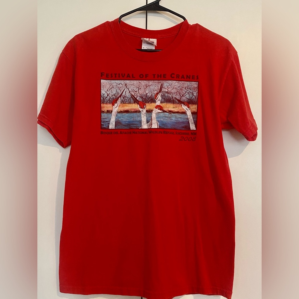 2009 Festival of the Cranes red t-shirt, size M, Socorro New Mexico